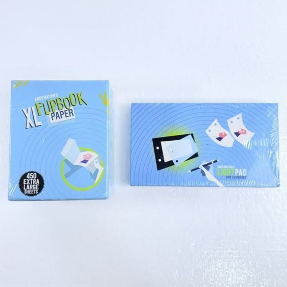 Andymation Lightpad & XL Flipbook Paper 450 Sheets Animation NEW SEALED